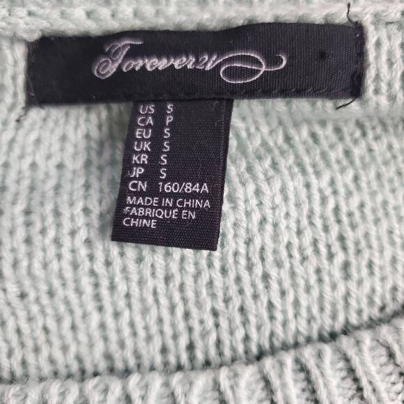 Forever 21 Mint Green Knit Pullover Sweater Women’s Small Long Sleeve - Picture 5 of 7
